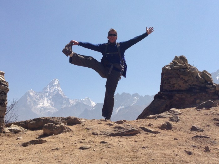 Jim's morning yoga pose in the Khumbu