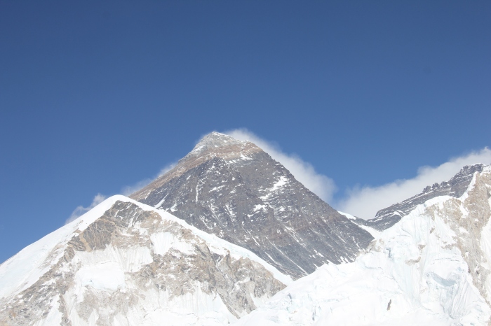 Mt. Everest (8.848 meters or 29,029 feet). The world's highest mountain as seen from Kalapatthar