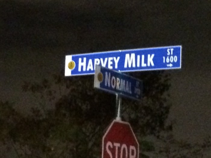 The cross-streets of Harvey Milk and Normal